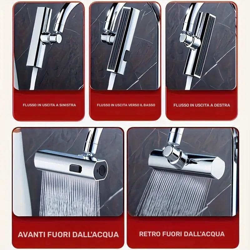 Rubinetto da Cucina 3 in 1 Con 3 Modalità di spruzzo e rotazione a 360° - AntiSpruzzo, Facile Installazione, Ideale per lavello