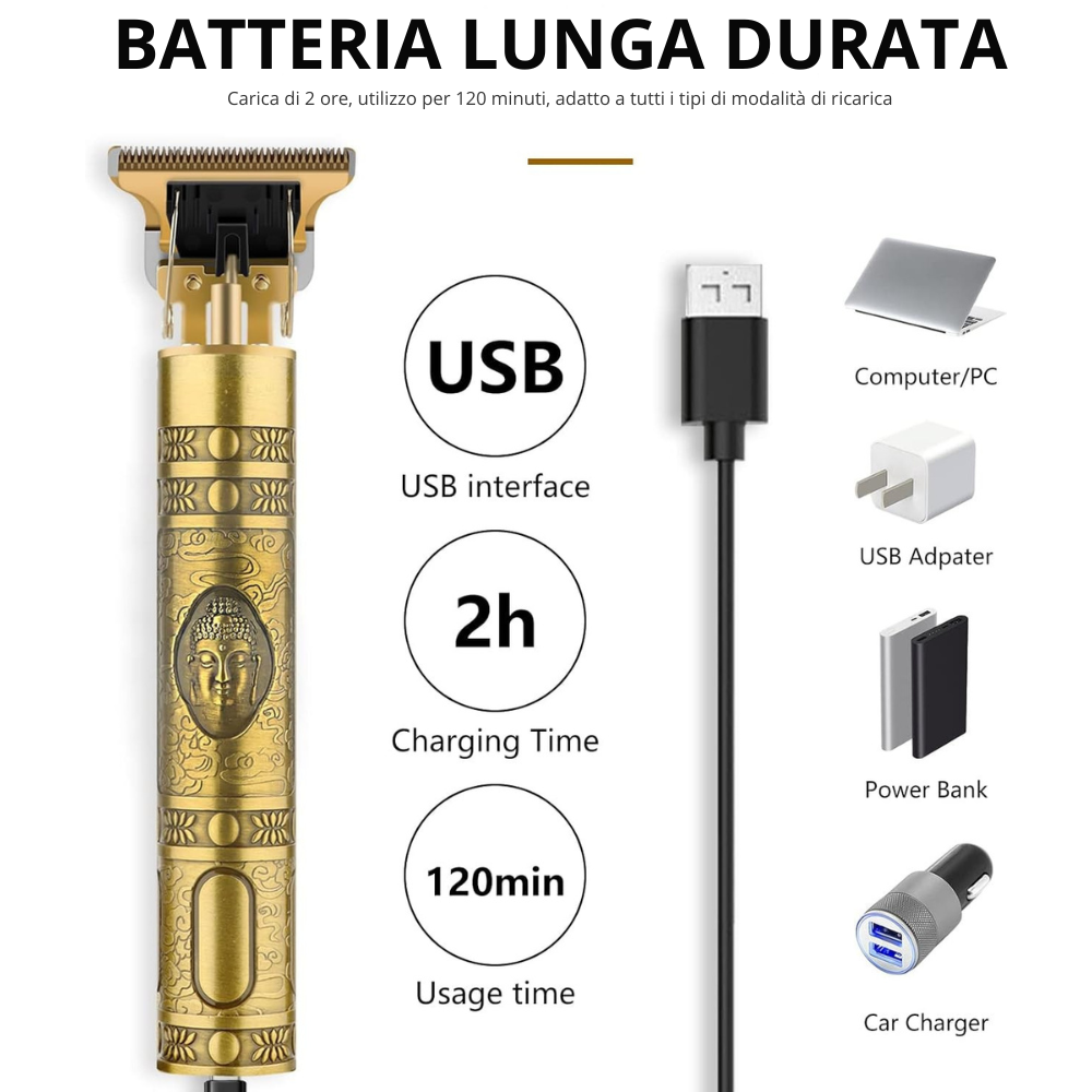 1 + 1 GRATIS Rasoio Elettrico Barbiere Professionale, A Batteria Ricaricabile