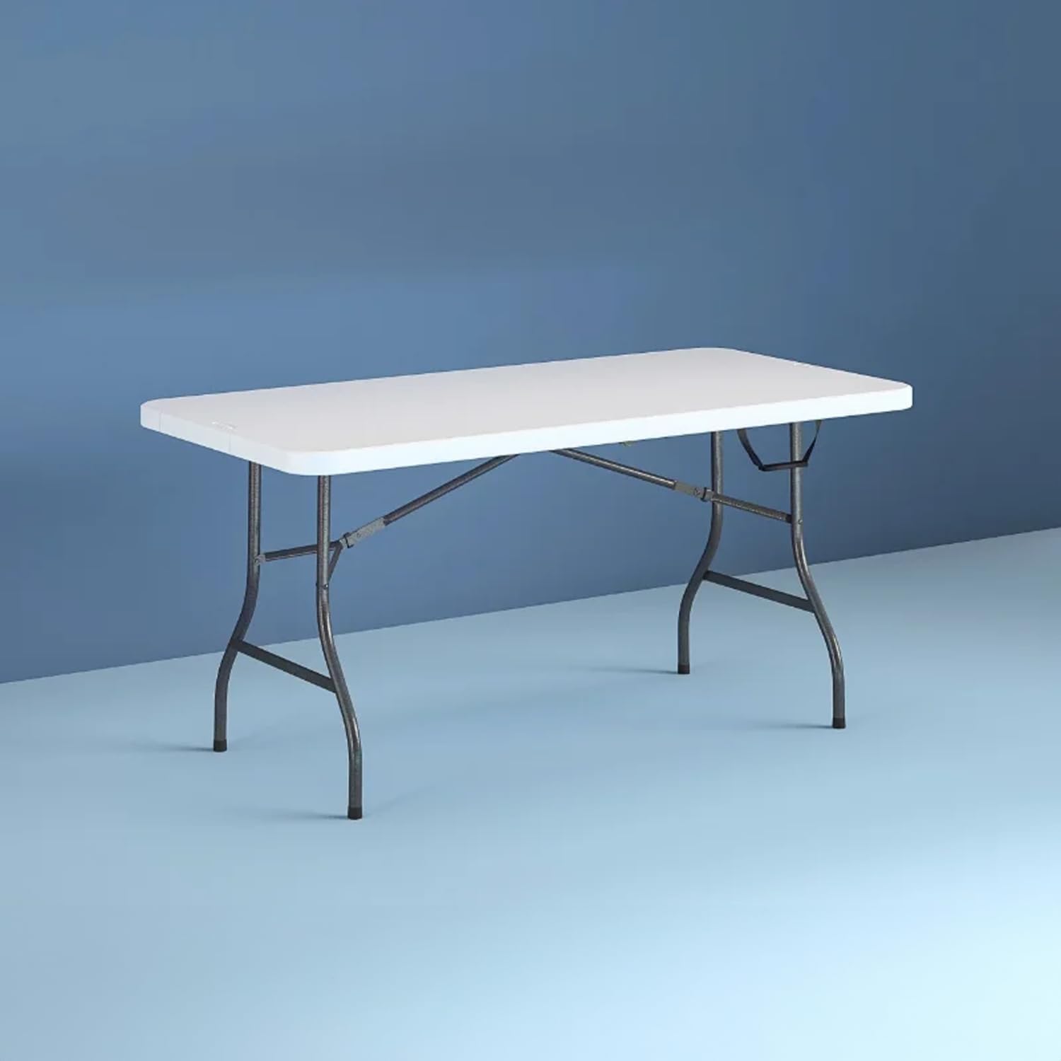 Tavolo Pieghevole Portatile salvaspazio | Tavolo richiudibile | Tavolo da campeggio con Sistema di Blocco di Sicurezza, Fino a 6 Persone - 180x75x74 cm (Bianco)