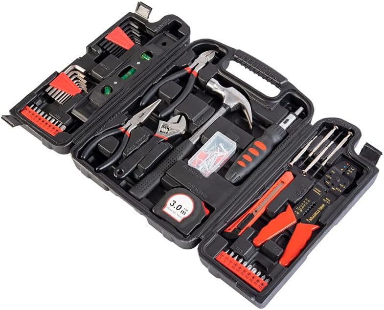 AMC Set per fai da te completo da 129pz attrezzi, strumenti e accessori inclusi per un utilizzo professionale o fai da te con astuccio in plastica con vari scomparti per individuare gli attrezzi