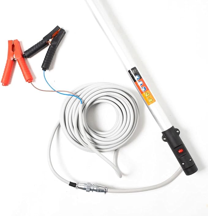 AMC Abbacchiatore e scuotitore elettrico telescopico per olive a batteria 12V 400W fino a 1000 battiti al minuto scuotiolive dal peso ridotto ergonomico e maneggevole comprensivo di cavi con morsetto