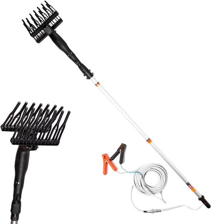 AMC Abbacchiatore e scuotitore elettrico telescopico per olive a batteria 12V 400W fino a 1000 battiti al minuto scuotiolive dal peso ridotto ergonomico e maneggevole comprensivo di cavi con morsetto