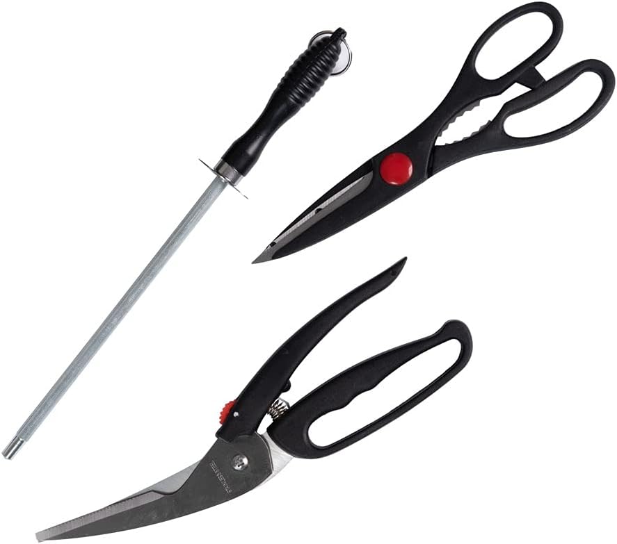 AMC Set di posate ed accessori da 24 pezzi realizzati in acciaio inox 18/10 lucido con manici manici in legno elegante