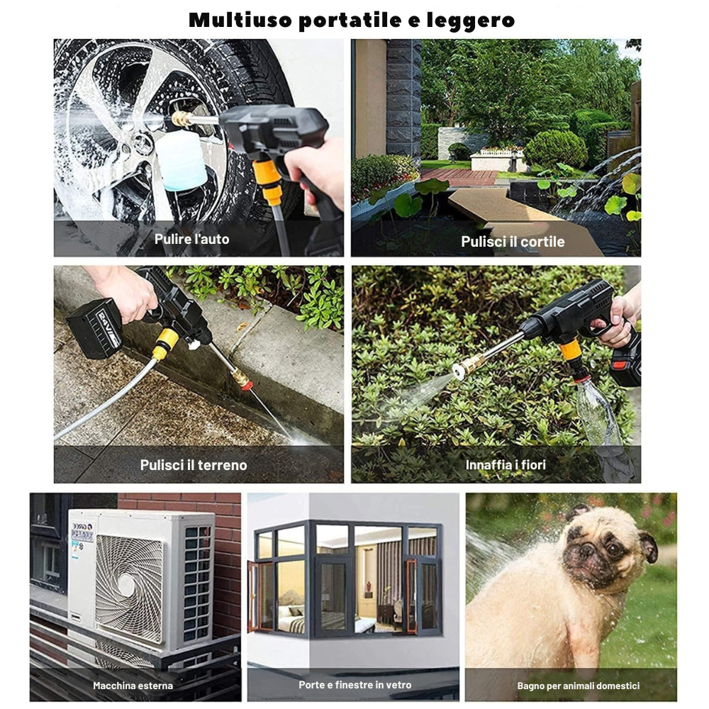 Idropulitrice a batteria 42V 8000Mah Idropulitrice portatile con 2 batterie Idropulitrice ad alta pressione a batteria per il lavaggio di auto Pulizia di pavimenti