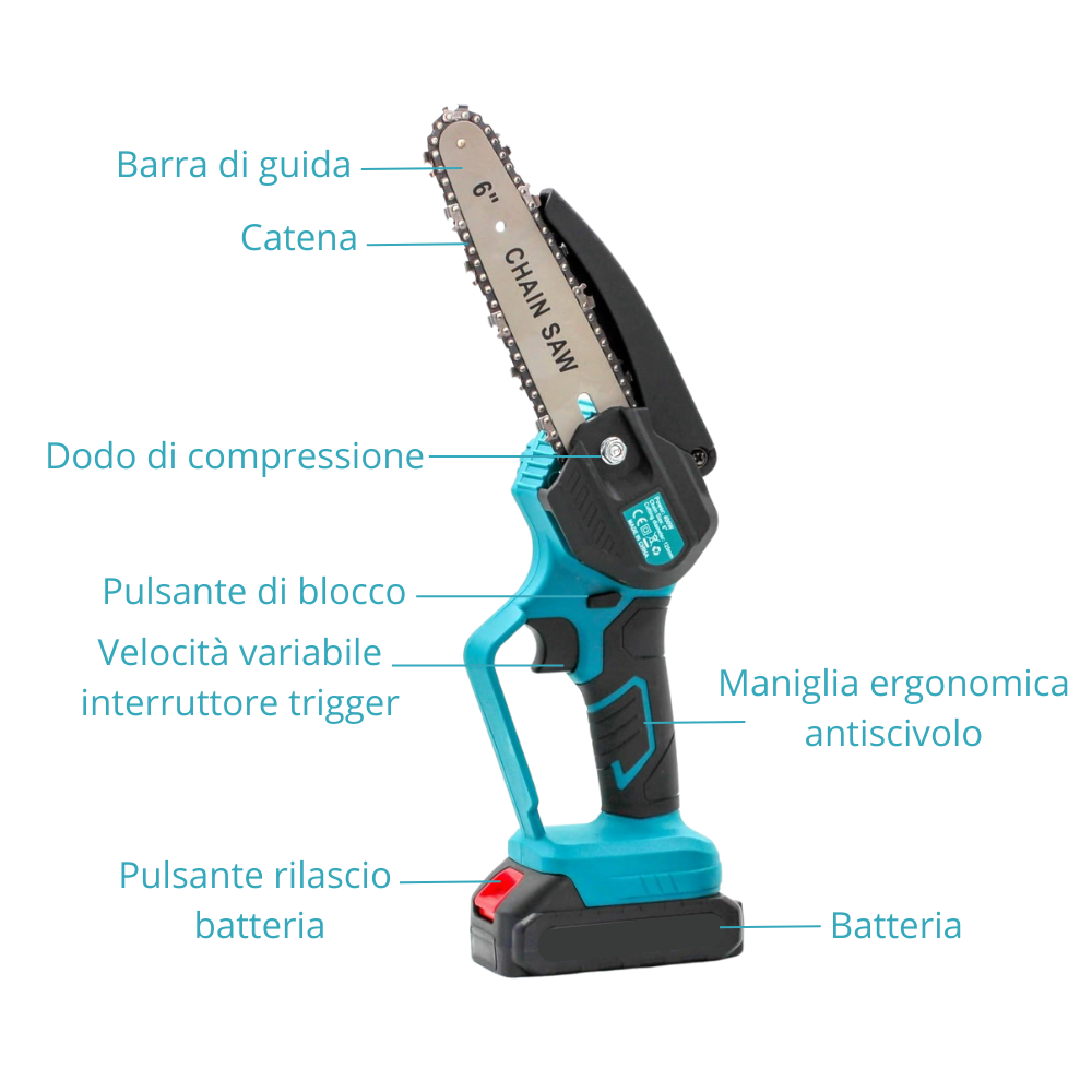 KIT 3 IN 1 DECESPUGLIATORE + MOTOSEGA + FORBICI + 4 BATTERIE 48VF
