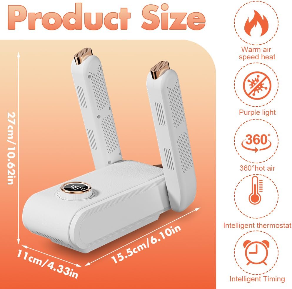 Asciuga Scarpe Elettrico, Asciugascarpe Pieghevole con Timer e Luce UV, Asciuga Scarpe da Calcio Portatile, Scalda Scarpe da Calcio Asciugatura Rapida per Scarpe, Cappelli, Calzini, Guanti