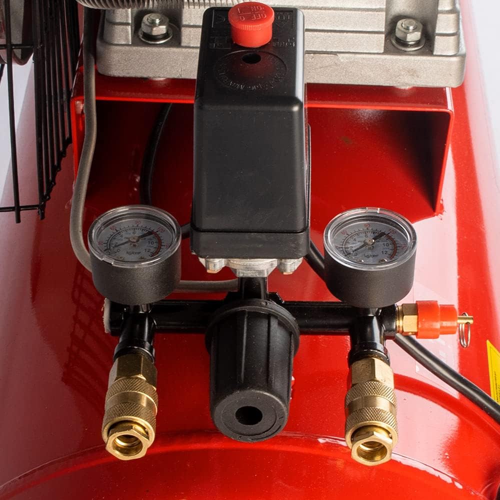 AMC Compressore ad aria pressione 8 bar elettrico coassiale 3 Hp incluso Kit Accessori motore potente termicamente silenziato protetto con Carcassa esterna in alluminio'