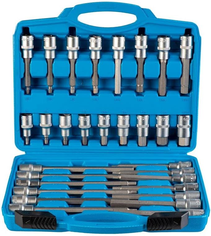 AMC Set di bussole 1/2 pollice composto da ben 88 pezzi di bussole scanalate, esagonali e torx tutti i set sono comprensivi di valigetta portautensili così da poter individuare facilmente le misure