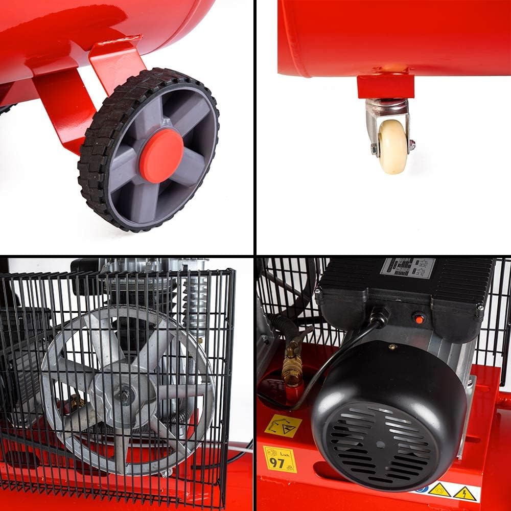 AMC Compressore ad aria pressione 8 bar elettrico coassiale 3 Hp incluso Kit Accessori motore potente termicamente silenziato protetto con Carcassa esterna in alluminio'