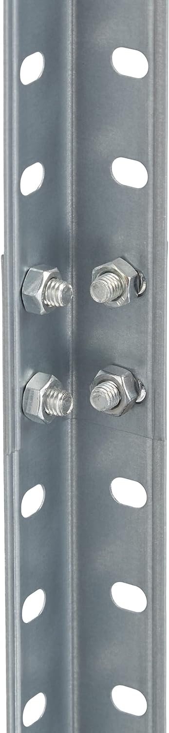 Regal aus verzinktem Metall, Tragfähigkeit 160 kg, HLP: 145 x 75,5 x 30 cm, 4 Regale, Stahl, Keller, Silber