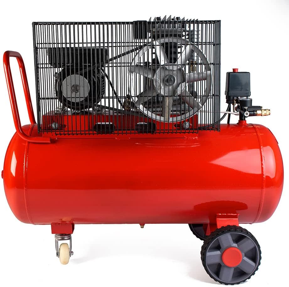 AMC Compressore ad aria pressione 8 bar elettrico coassiale 3 Hp incluso Kit Accessori motore potente termicamente silenziato protetto con Carcassa esterna in alluminio'