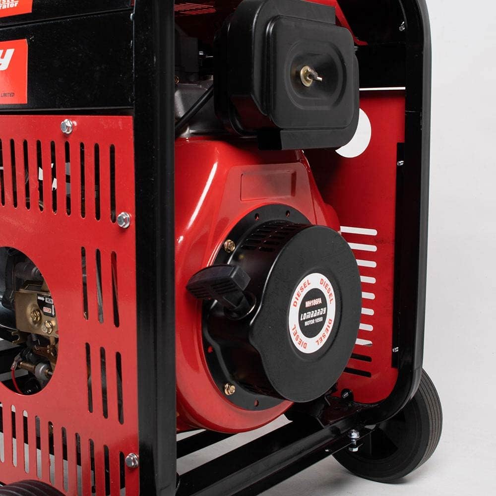 AMC Power Generator 5,5 kW 5,5 PS Benzinmotor 2100 W maximale einphasige Leistung 2 Anschlüsse 230 V und 1 380 V 4-Takt-Motor, 20 Liter, Überlastschalter, Ölstandsicherung