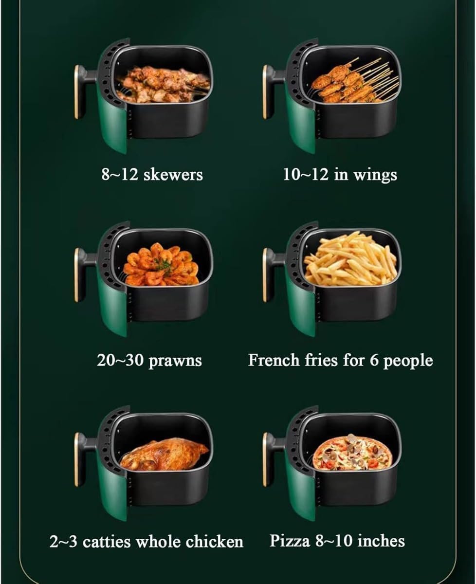 Friggitrice ad Aria 8 Litri Digitale 2400W – Touchscreen, Programmi Preimpostati, Cottura Senza Olio, Acciaio Inox, Antiaderente, Cestello Lavabile in Lavastoviglie