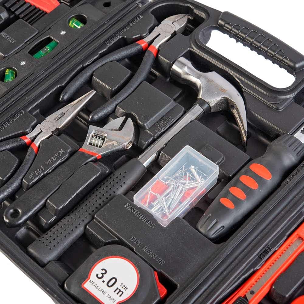 AMC Set per fai da te completo da 129pz attrezzi, strumenti e accessori inclusi per un utilizzo professionale o fai da te con astuccio in plastica con vari scomparti per individuare gli attrezzi