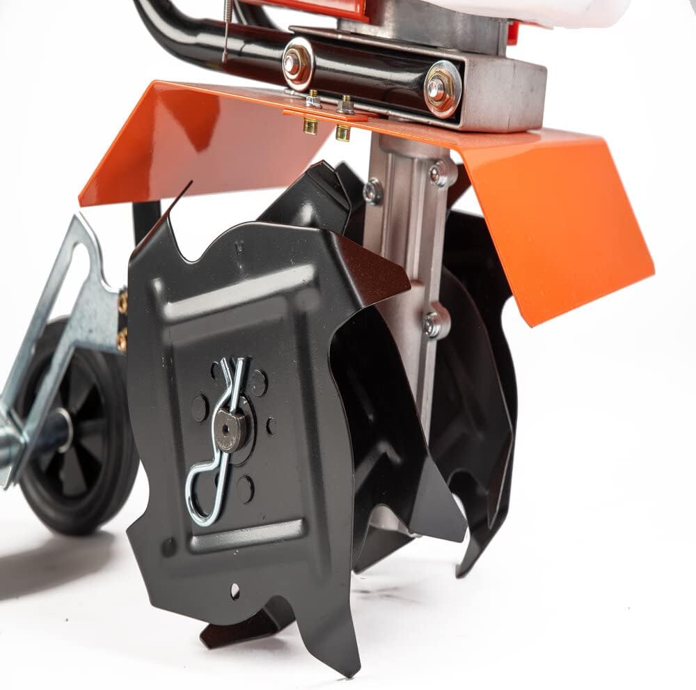 AMC Motozappa motocoltivatore zappatrica con motore a scoppio 2 tempi da 52cc e 3,7 cv di potenza con una larghezza del raggio di lavoro di 30 cm e profondità di 15 cm zappette in acciaio rinforzato