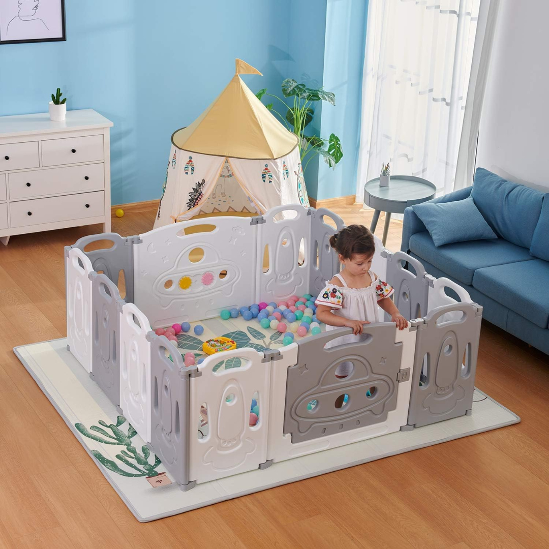 Gupamiga Box per bambini pieghevole Penna per giochi pieghevole per bambini Centro di attività per bambini Sicurezza Gioco Cantiere Nuova casa Coperta Esterna(Universo pieghevole set 14 pannelli)
