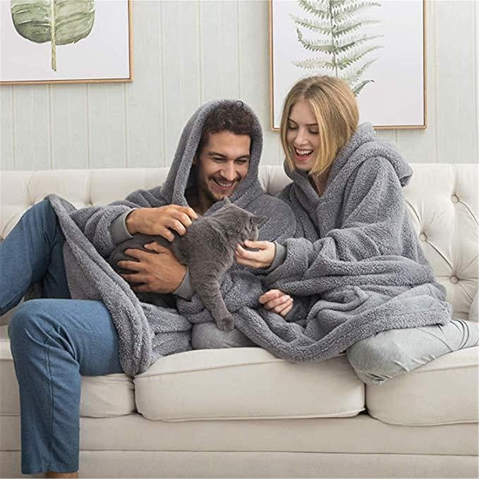 Coperta Felpa Oversize Colorata – Hoodie Gigante in Pile Super Morbido, Unisex, con Cappuccio e Tasca, Perfetta per Inverno e Divano