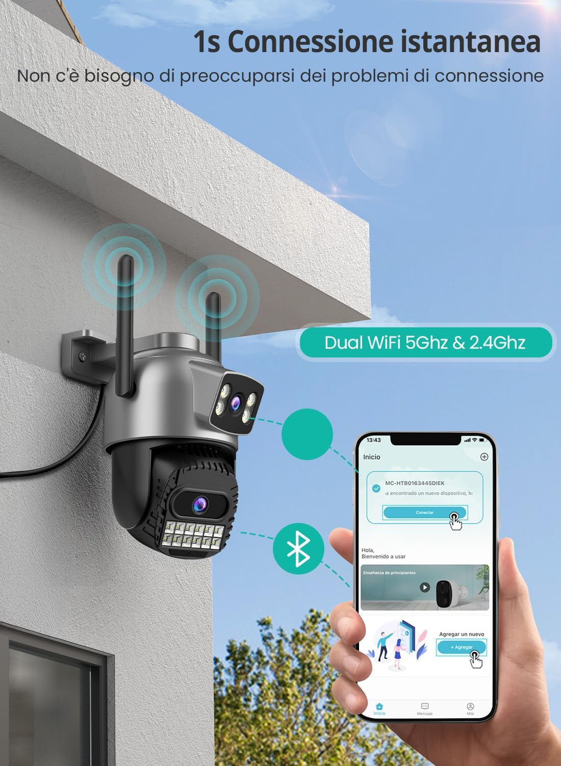 Telecamera di Sicurezza con tripla Camera 4K con RILEVAMENTO INTELLIGENTE