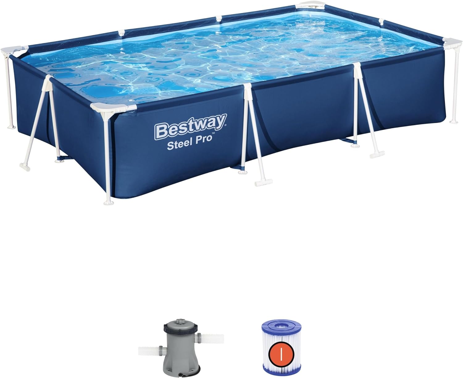 BESTWAY Set Piscina Fuori Terra Steel Pro Rettangolare da 300x201x66 cm