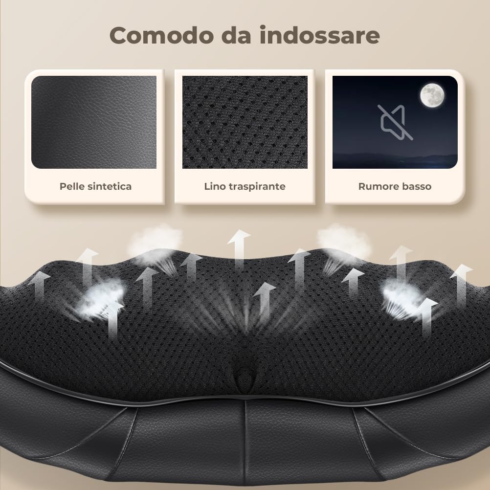 Massaggiatore Cervicale e da Schiena Collo Piedi Massaggiatore Shiatsu 4D Tre Velocità Terapia Riscaldamento Cambio Direzione