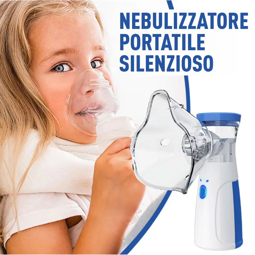 Nebulizzatore Portatile Mesh | Silenzioso, Ricaricabile USB, Nebbia Ultra Fine, Maschere Incluse