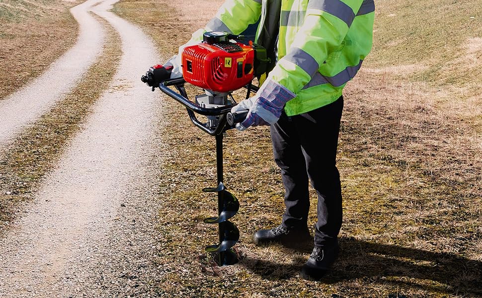 Trivella con motore 52cc 2 Tempi + 3 Punte 100 - 150 - 200mm + Barra di Estensione 50cm