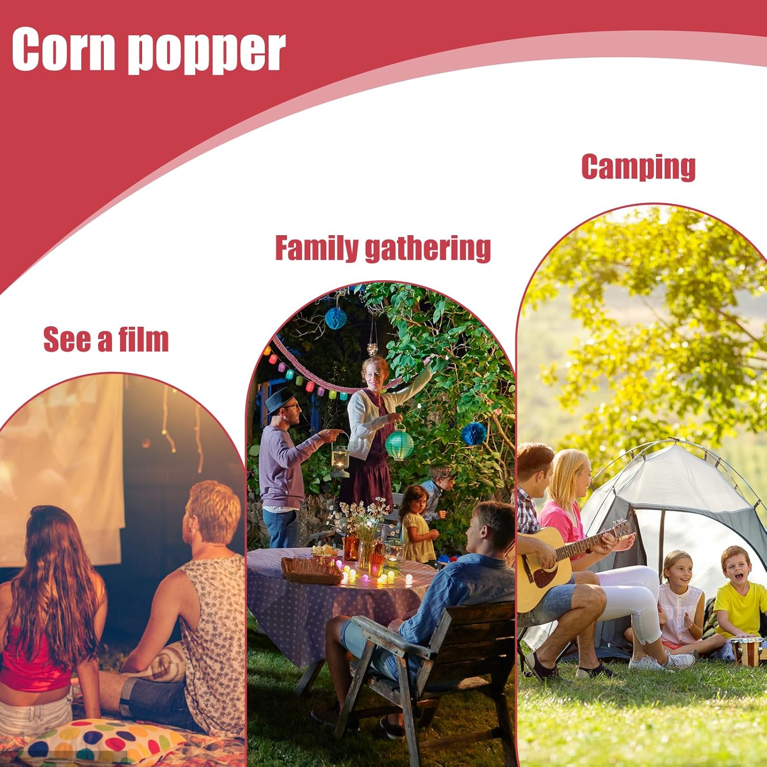 Mini macchina per popcorn ad aria calda, 1200 W, salutare, senza olio, grasso, 2 minuti, funzionamento one-touch, per casa, film, Natale, feste, serate di calcio