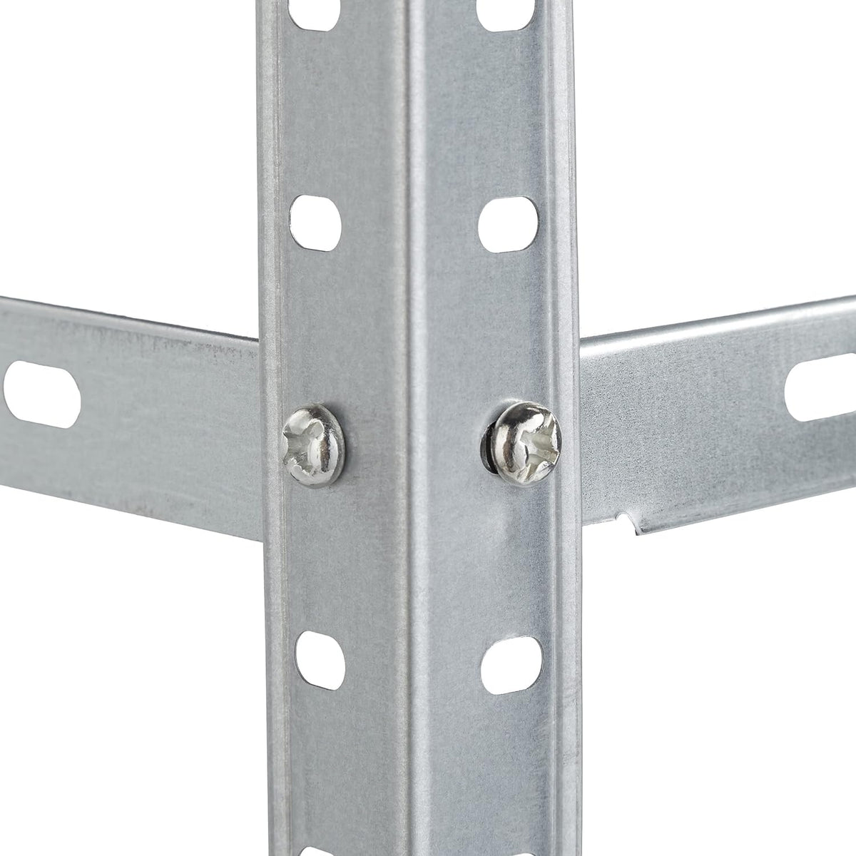 Regal aus verzinktem Metall, Tragfähigkeit 160 kg, HLP: 145 x 75,5 x 30 cm, 4 Regale, Stahl, Keller, Silber