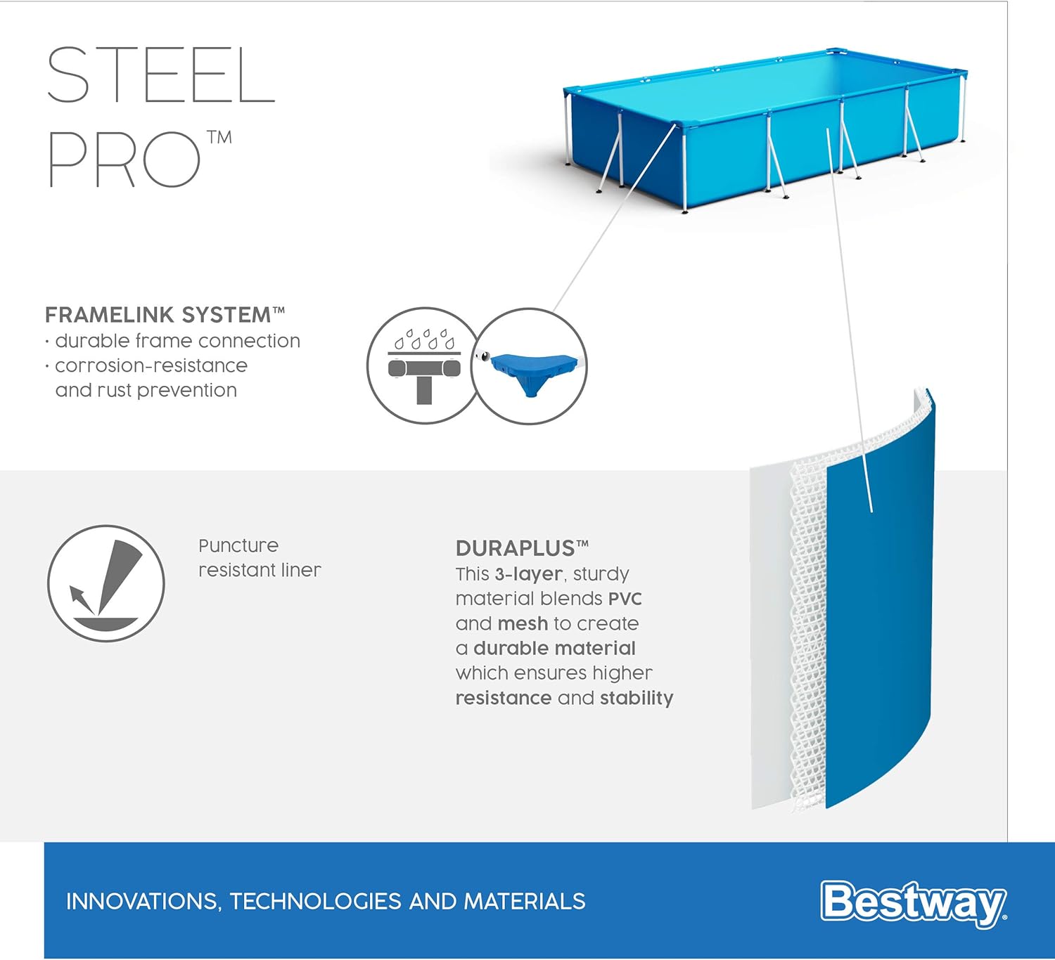 BESTWAY Piscina Steel Pro con telaio in acciaio, da 400x211x81 cm