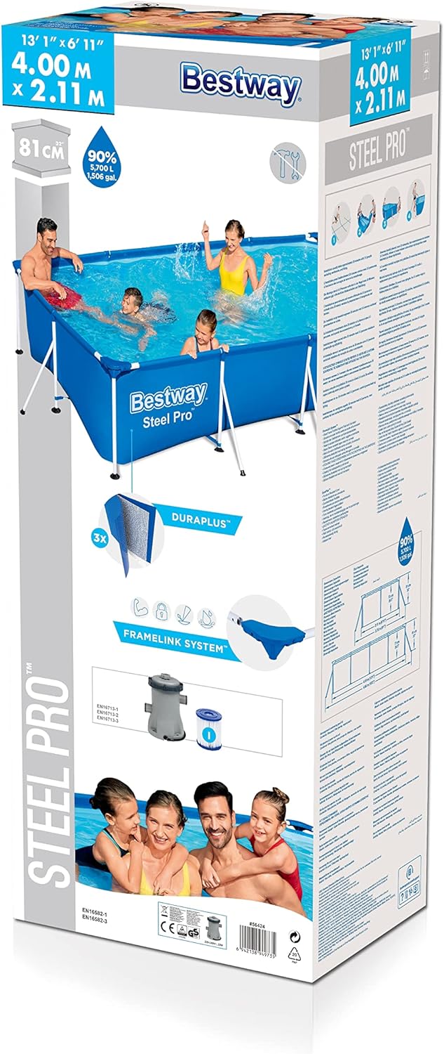 BESTWAY Piscina Steel Pro con telaio in acciaio, da 400x211x81 cm