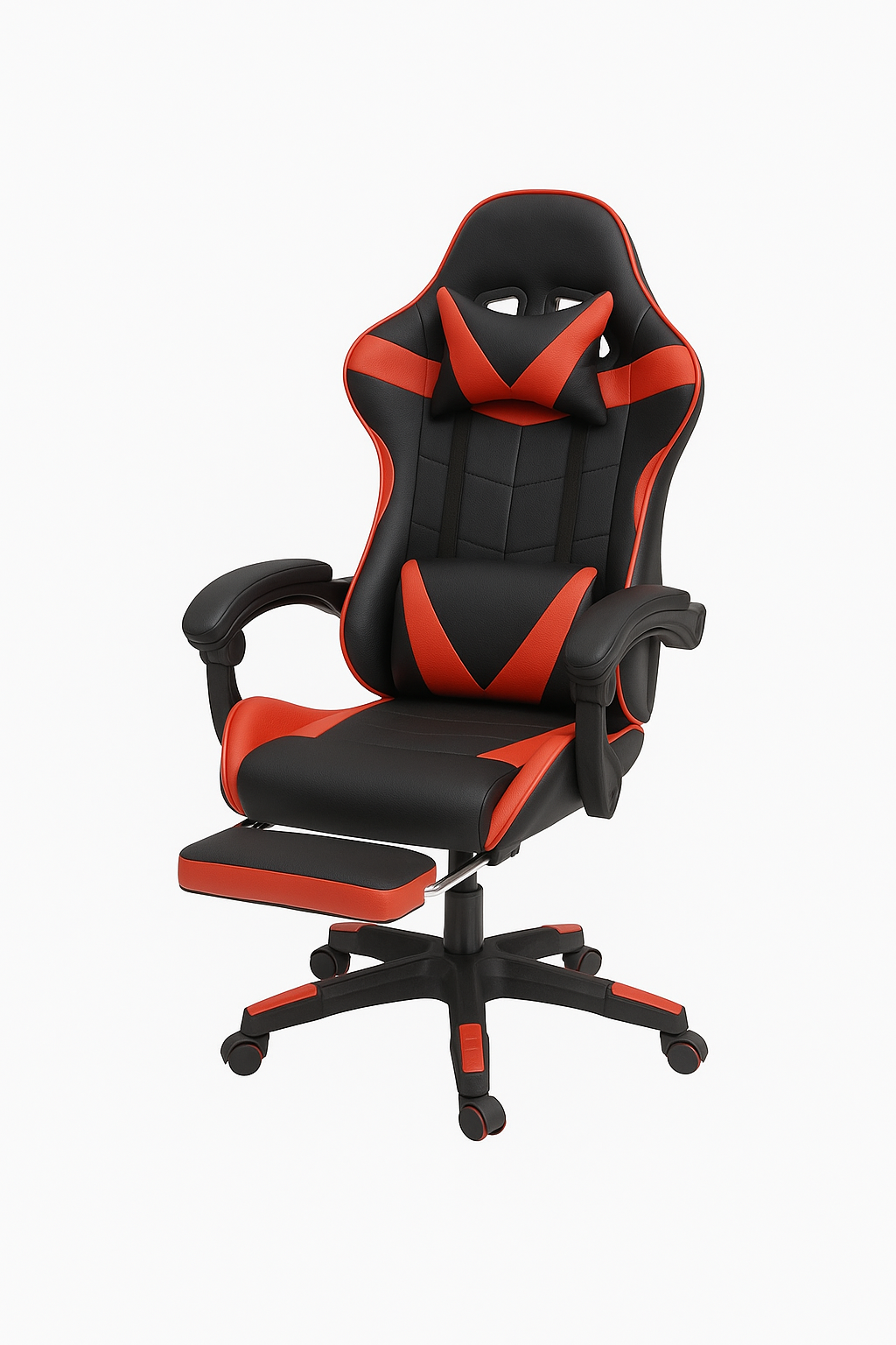 Sedia Gaming Ergonomica con Poggiapiedi Estraibile, Cuscino Lombare e Poggiatesta – Poltrona da Ufficio e Gaming in Ecopelle, Schienale Reclinabile 135°, Altezza Regolabile
