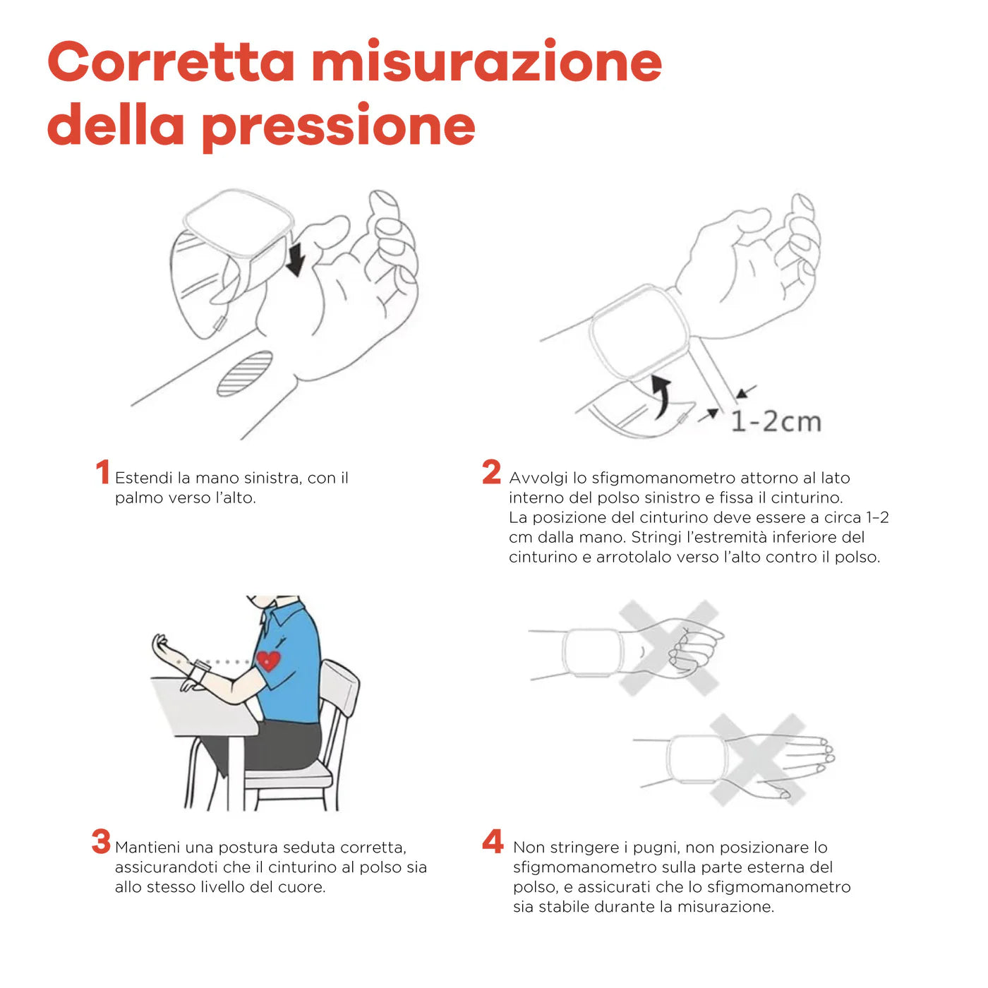 Misuratore di Pressione da Polso con Schermo LED e Voce in Italiano