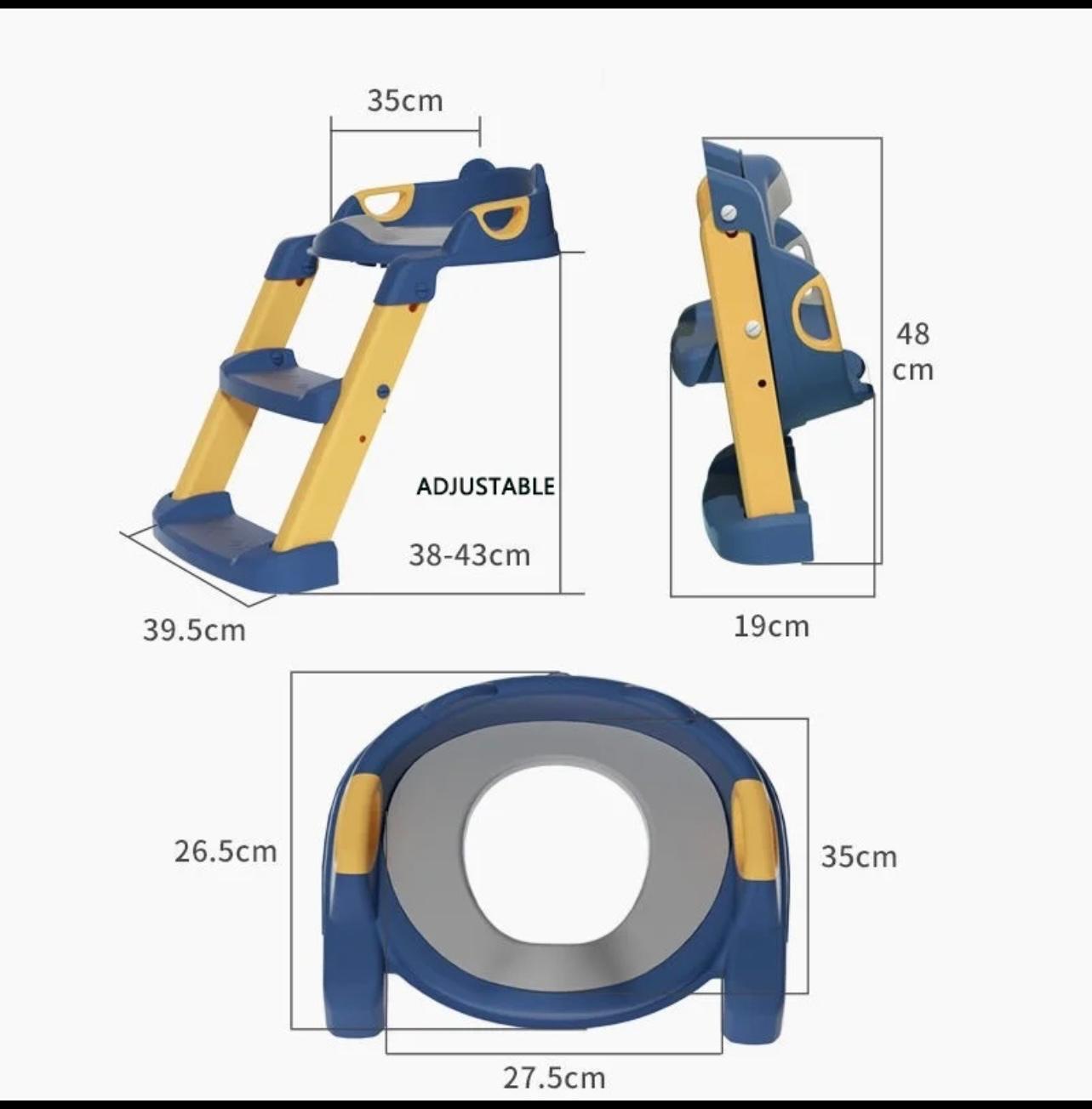 Riduttore Wc Bambini,Con Scaletta,Seduta Imbottita,Antiscivolo Anti Spruzzo, Regolazione Di Altezza A 10 Livelli,Scaletta Wc Per Bambini,Riduttore Water Bambini Per Potty Training