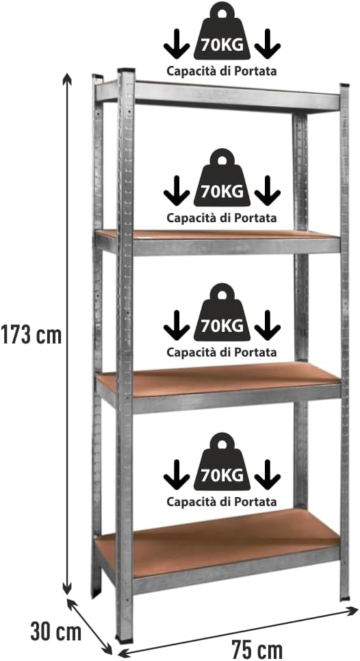 453,6 kg Scaffale a 4 ripiani in metallo per armadio, organizer per 453,6 kg Scaffale a 4 ripiani in metallo per armadio, organizer per