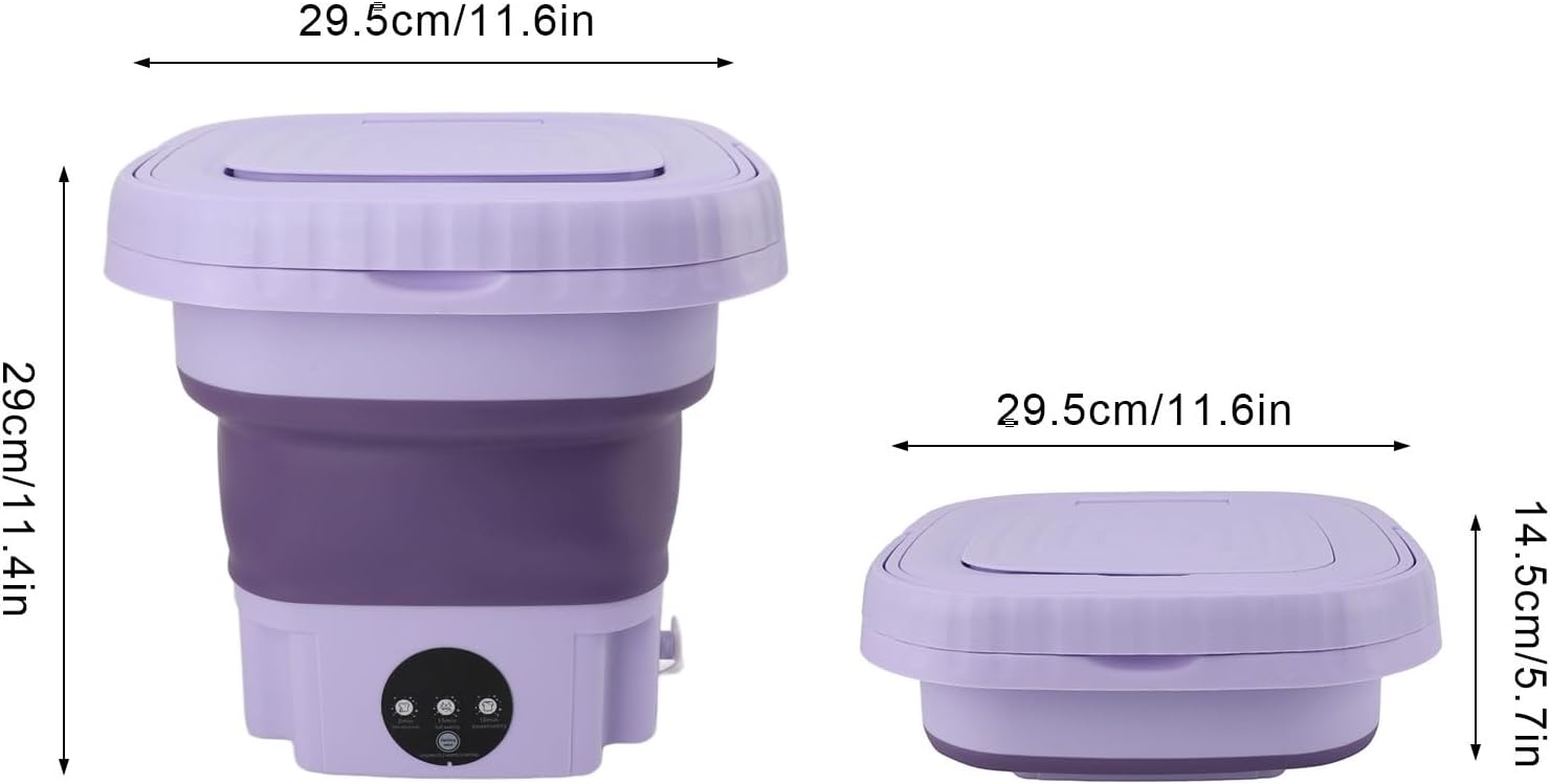 Lavatrice Portatile, Mini Lavatrice Pieghevole di Grande capacità da 11 Litri, Pulizia Profonda per Biancheria Intima, Calzini, Vestiti per Bambini, Asciugamani