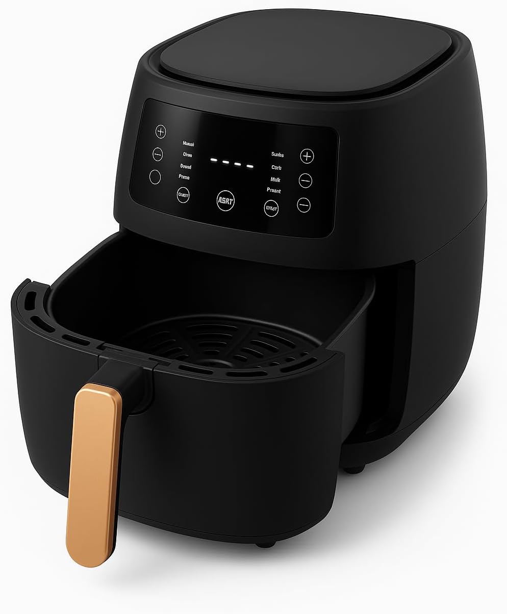 Friggitrice ad Aria 8 Litri Digitale 2400W – Touchscreen, Programmi Preimpostati, Cottura Senza Olio, Acciaio Inox, Antiaderente, Cestello Lavabile in Lavastoviglie