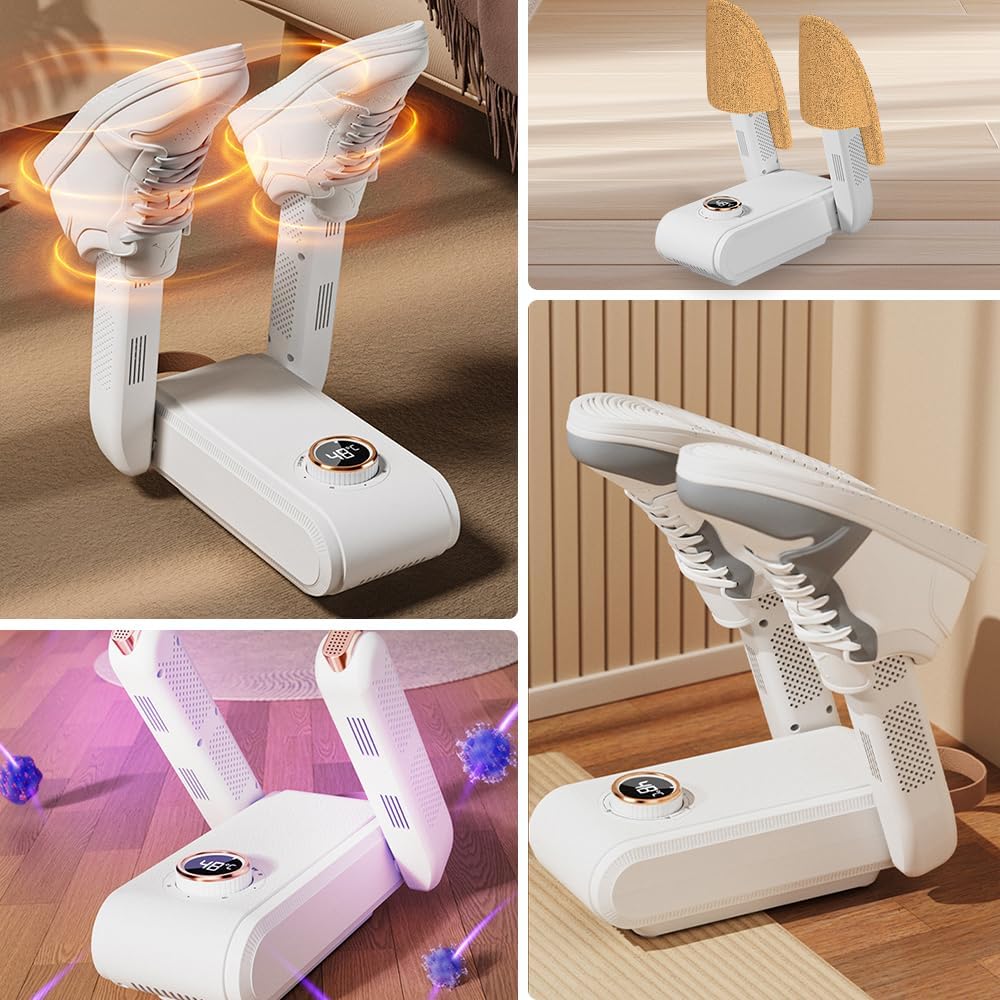 Asciuga Scarpe Elettrico, Asciugascarpe Pieghevole con Timer e Luce UV, Asciuga Scarpe da Calcio Portatile, Scalda Scarpe da Calcio Asciugatura Rapida per Scarpe, Cappelli, Calzini, Guanti