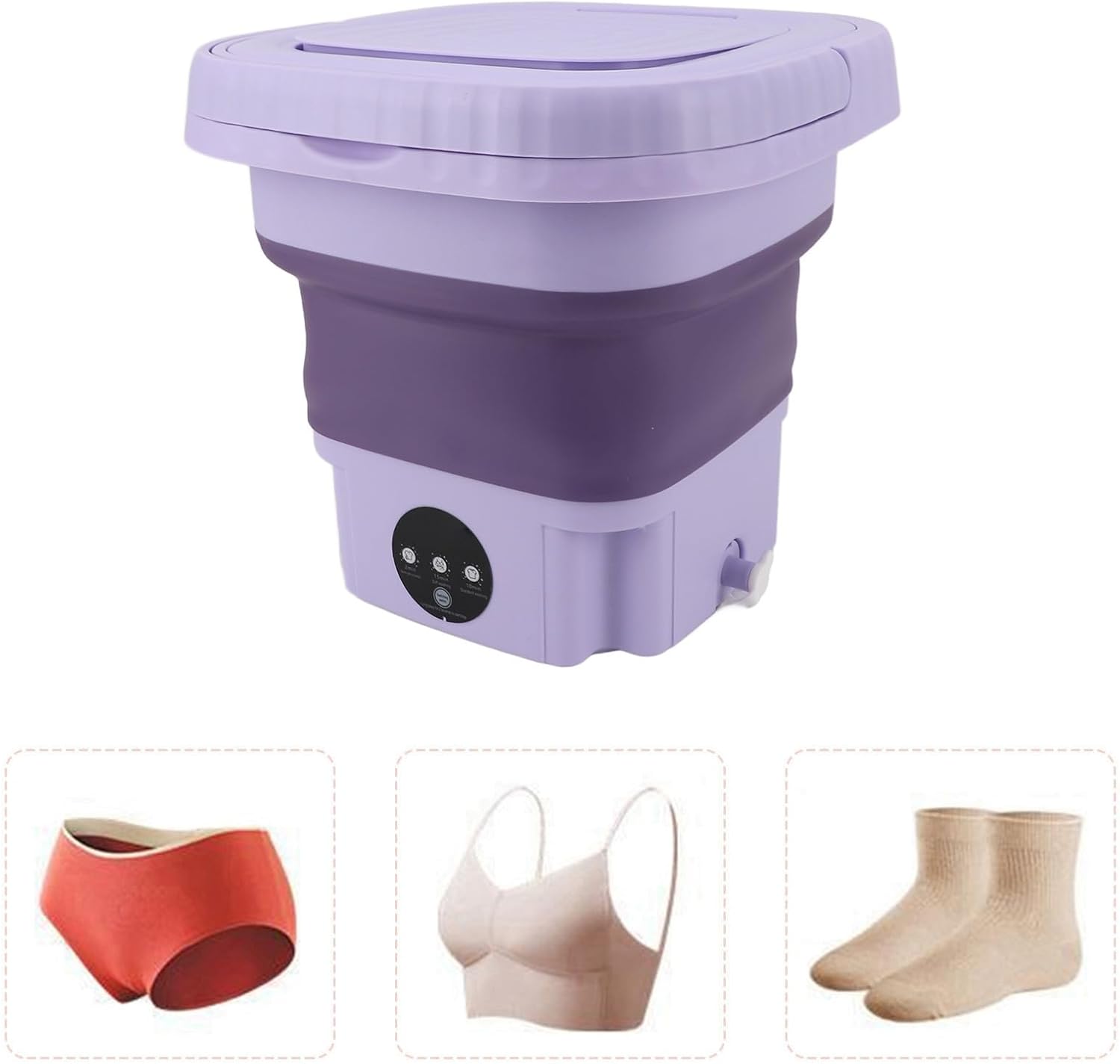 Lavatrice Portatile, Mini Lavatrice Pieghevole di Grande capacità da 11 Litri, Pulizia Profonda per Biancheria Intima, Calzini, Vestiti per Bambini, Asciugamani