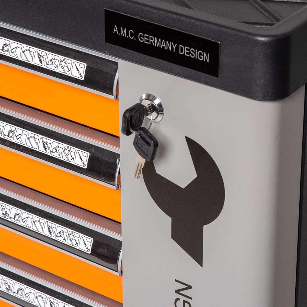 AMC Carrello porta attrezzi completo di utensili 6 cassetti con organizer completo di 428 utensili