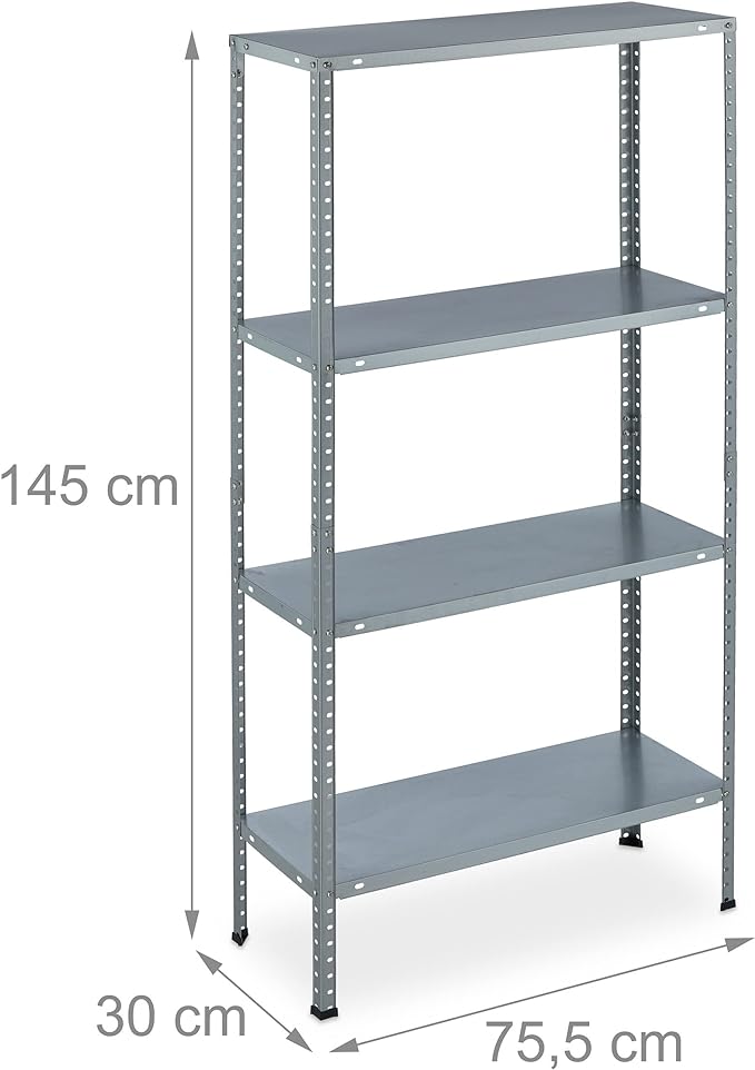 Scaffale In Metallo Per Garage, 2 Pezzi, Portata 160 Kg – Ripiani Regolabili, Facile Montaggio, Argentato