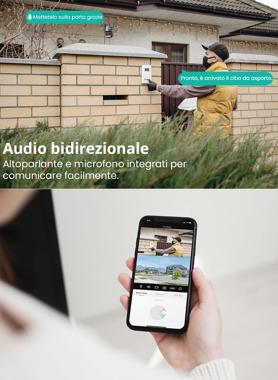 Telecamera di Sicurezza con tripla Camera 4K con RILEVAMENTO INTELLIGENTE