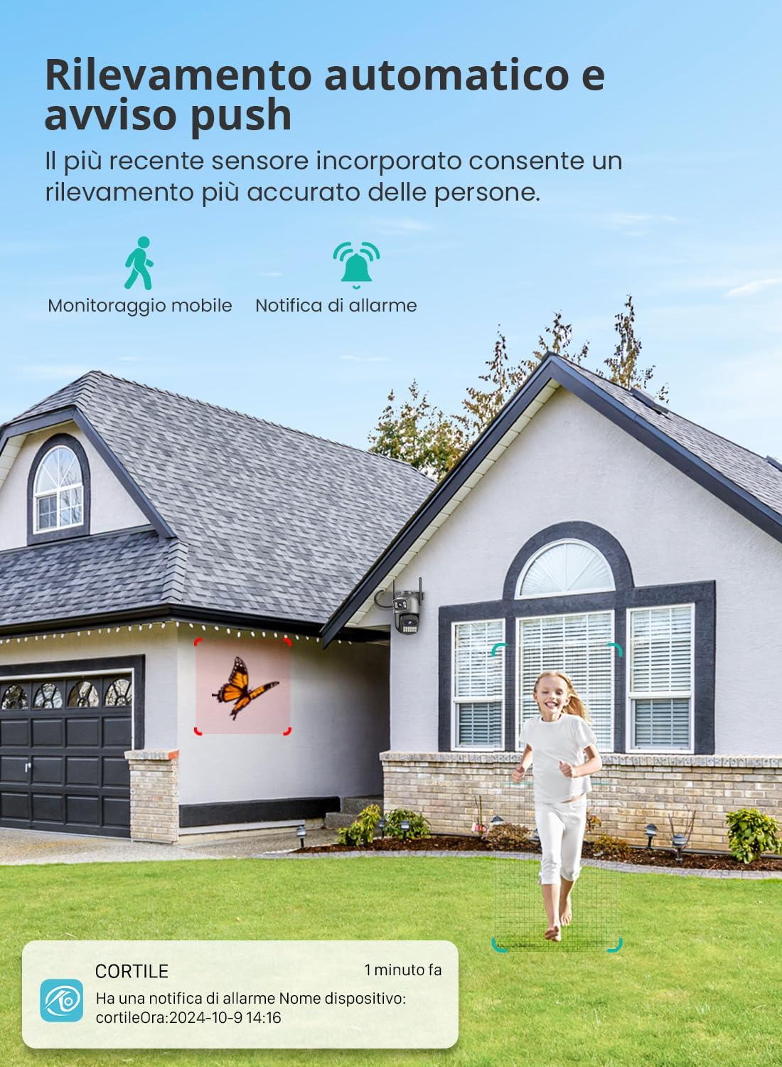 Telecamera di Sicurezza con tripla Camera 4K con RILEVAMENTO INTELLIGENTE