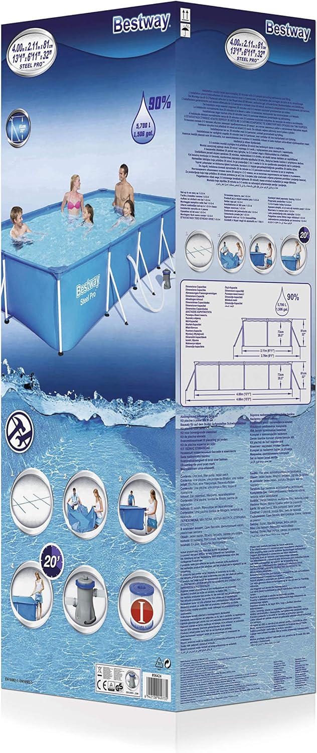 BESTWAY Piscina Steel Pro con telaio in acciaio, da 400x211x81 cm