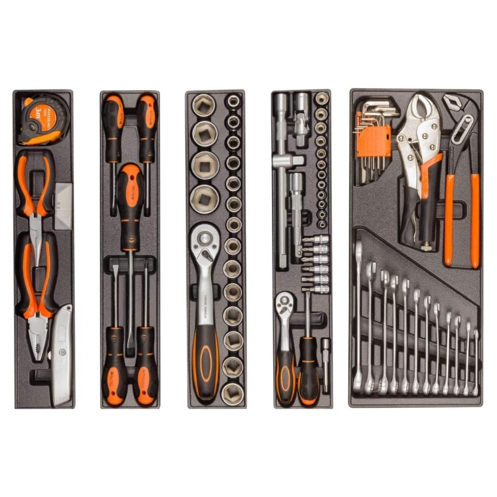 Cassetta Attrezzi 85 Pezzi Completa – Valigetta Portautensili in Metallo con Chiavi, Bussole, Cacciaviti e Pinze, Set Utensili Professionale