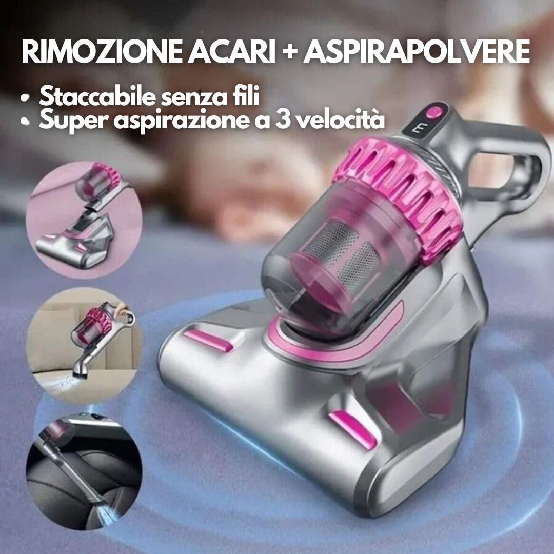 Aspirapolvere Senza Fili 4 in 1 Scopa Elettrica 120 W Senza Sacco Ricaricabile Luce UV Antiacaro Pulizia Casa Auto Tende Divano con Accessori