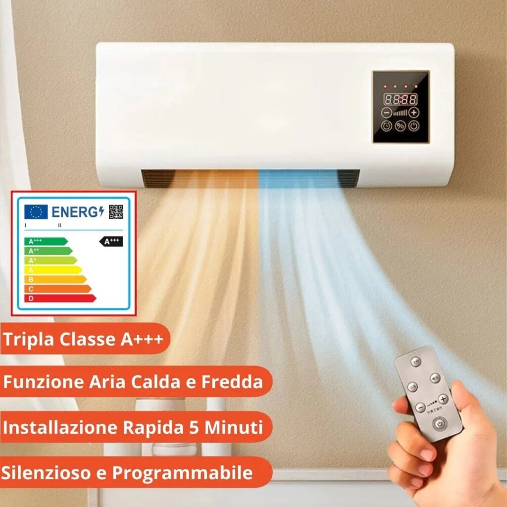 Termoconvettore a parete 1500W caldo/freddo 45x12x20 cm